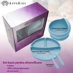 AppeKids set diversificare Basic silicon din 4 piese 6m+ Aqua Blue