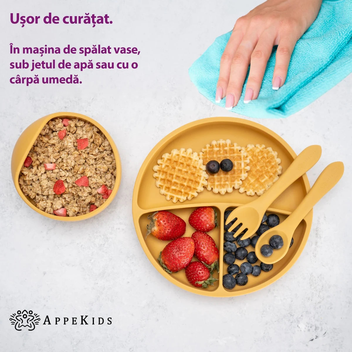 AppeKids set diversificare Basic silicon din 4 piese 6m+ Honey
