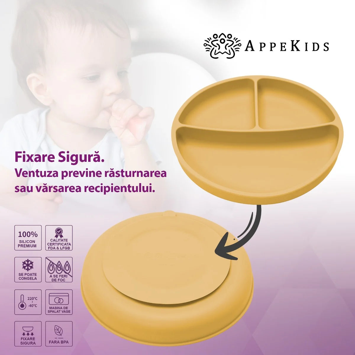 AppeKids set diversificare Basic silicon din 4 piese 6m+ Honey