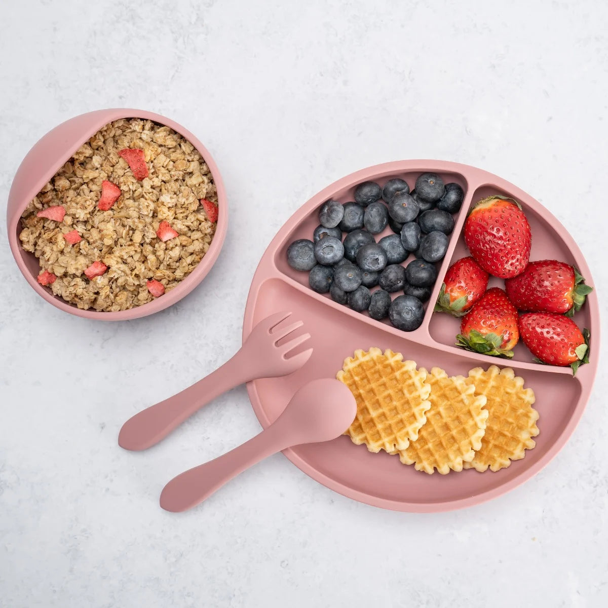 AppeKids set diversificare Basic silicon din 4 piese 6m+ Old Rose