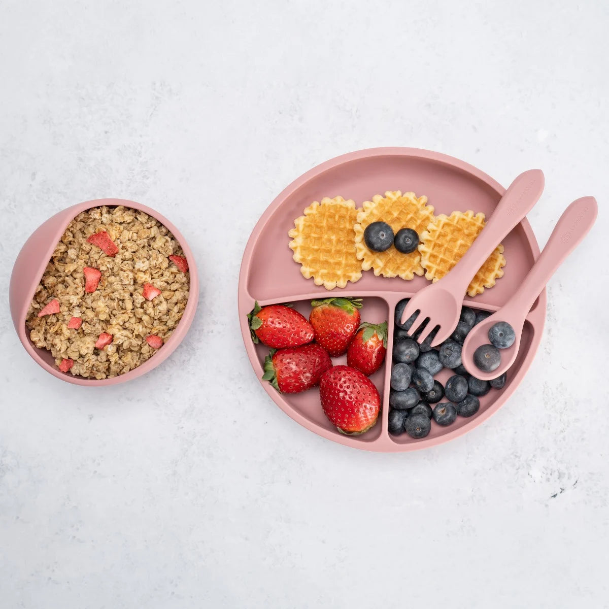 AppeKids set diversificare Basic silicon din 4 piese 6m+ Old Rose