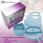 AppeKids set diversificare Classic din silicon 6m+ Aqua Blue