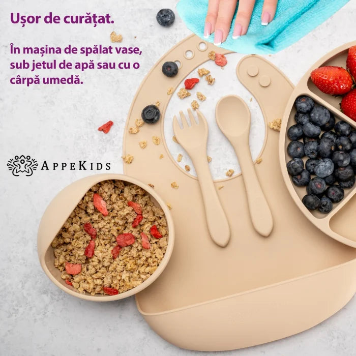 AppeKids set diversificare Classic din silicon 6m+ Bubble Beige