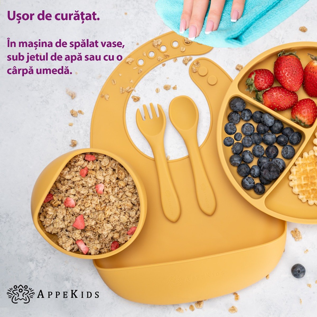 AppeKids set diversificare Classic din silicon 6m+ Honey