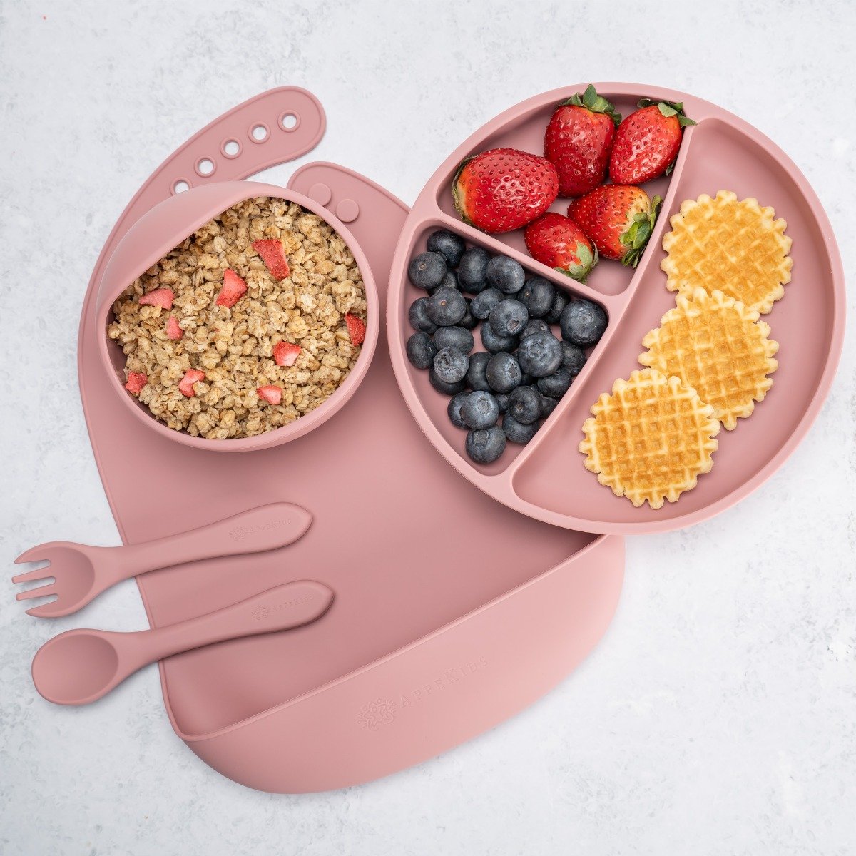 AppeKids set diversificare Classic din silicon 6m+ Old Rose