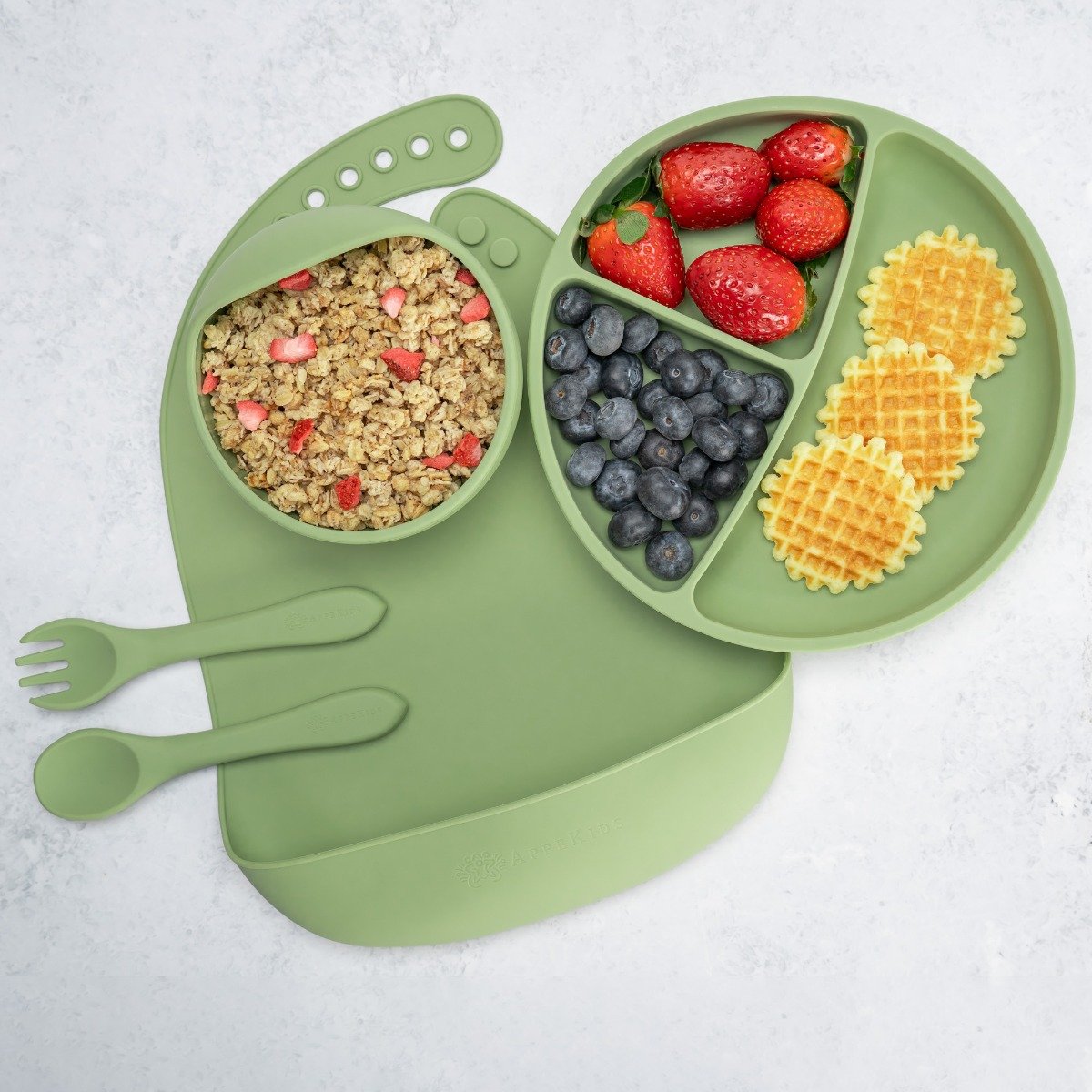 AppeKids set diversificare Classic din silicon 6m+ Raw Green