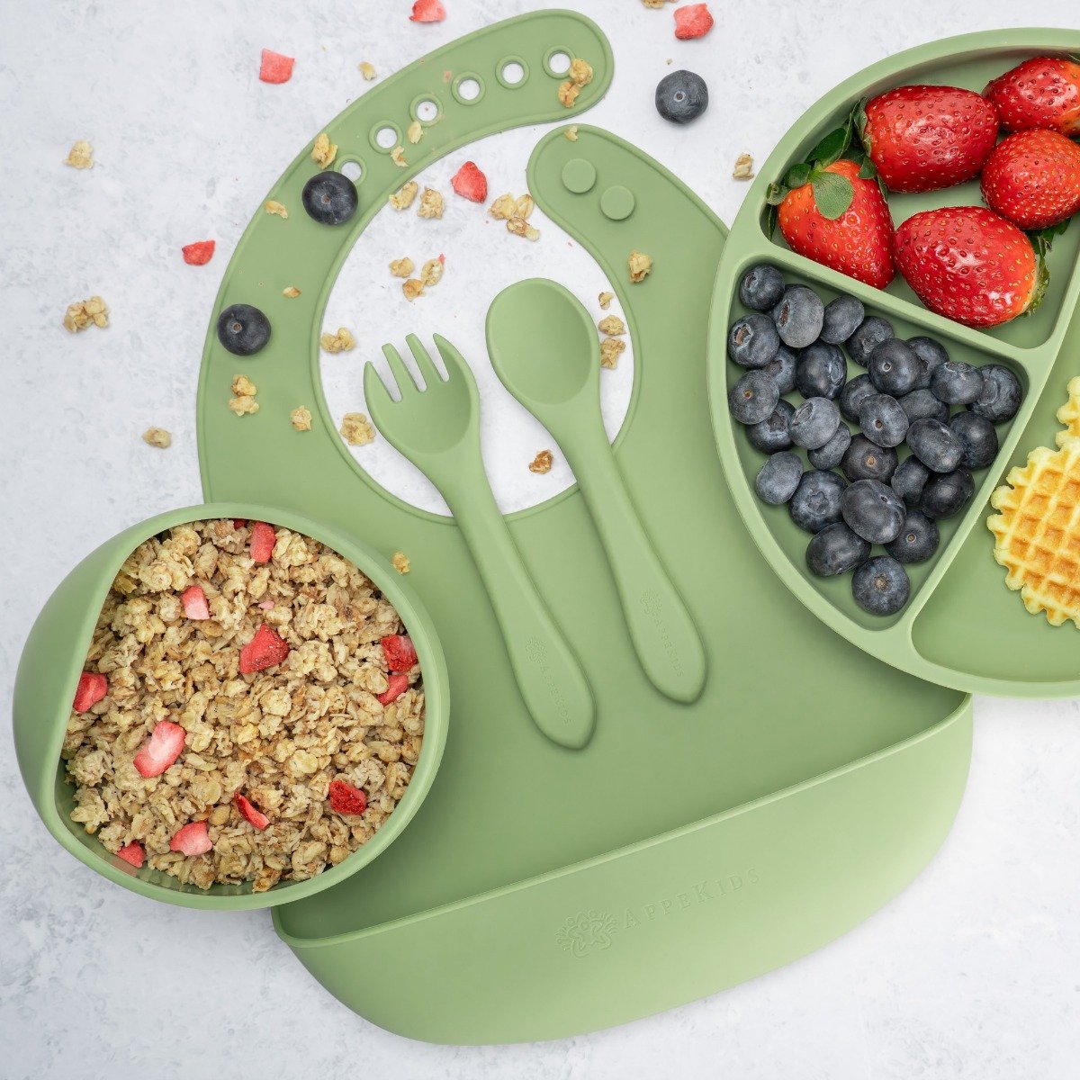 AppeKids set diversificare Classic din silicon 6m+ Raw Green