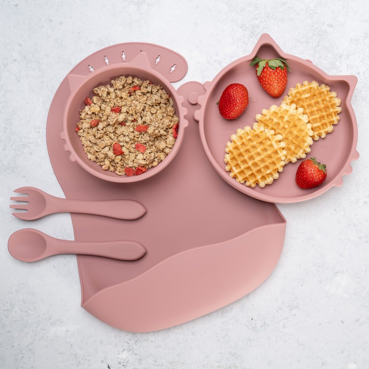AppeKids set diversificare Kitty din silicon 6m+ Old Rose