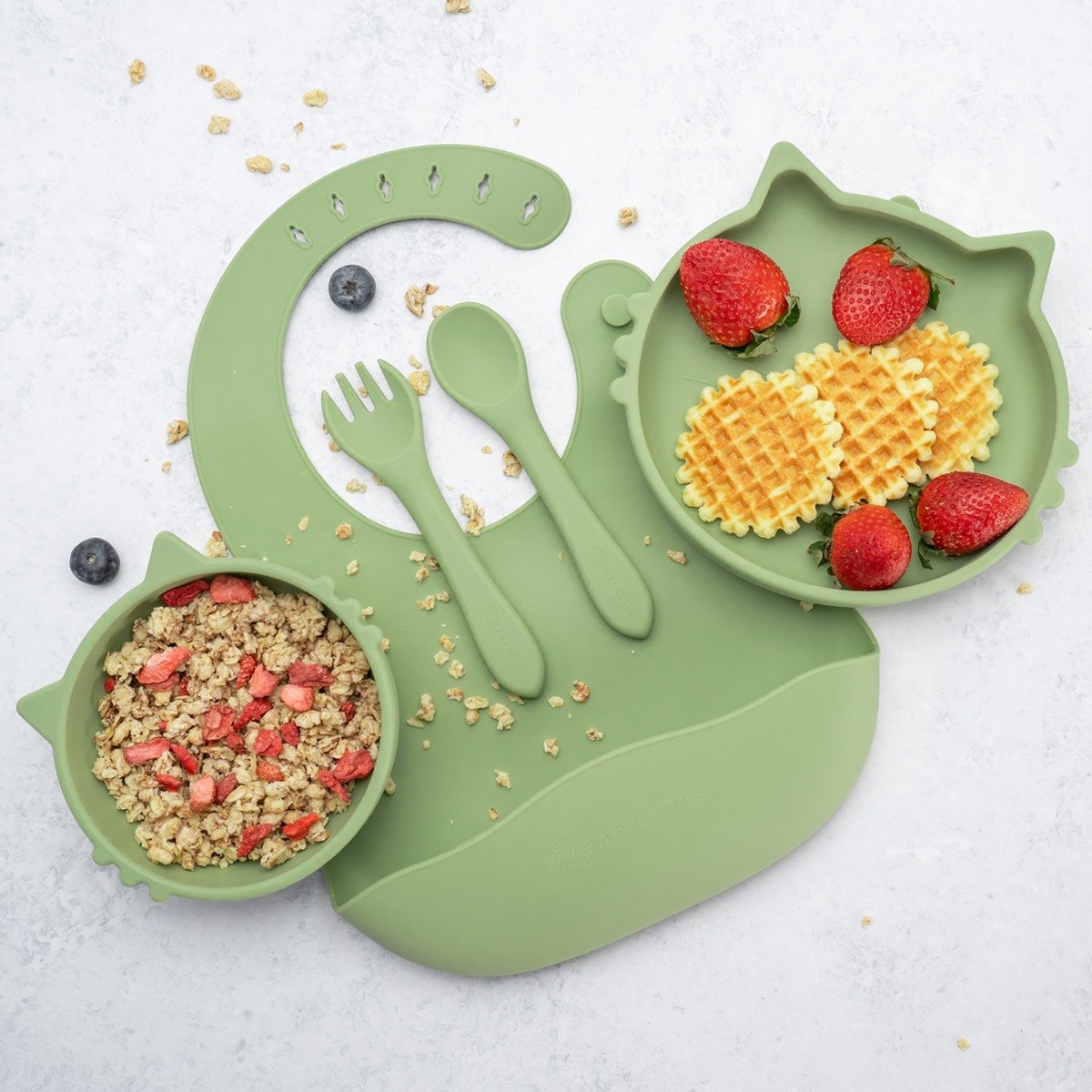 AppeKids set diversificare Kitty din silicon 6m+ Raw Green