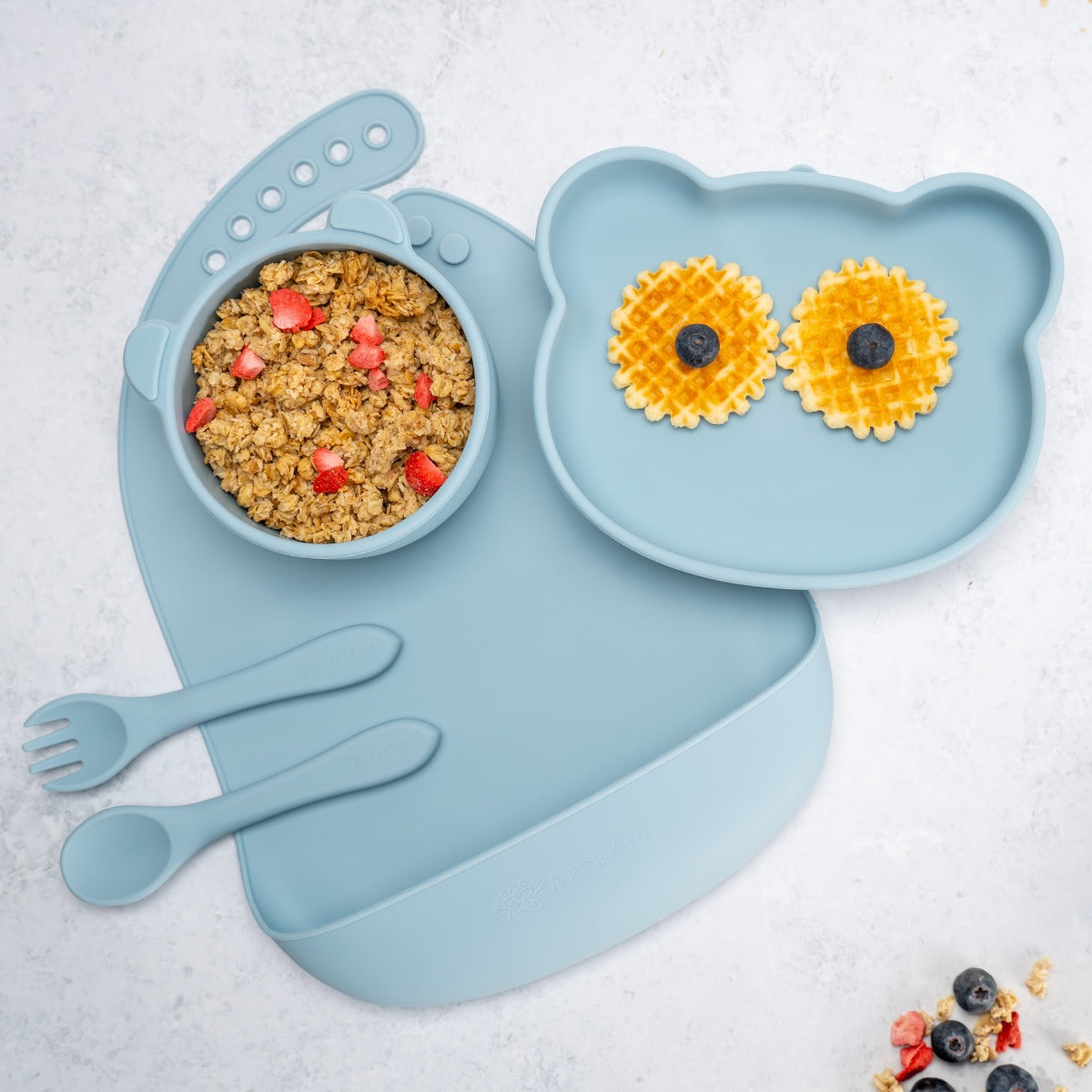 AppeKids set diversificare Panda din silicon 6m+ Aqua Blue Imagine principală a produsului