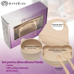 AppeKids set diversificare Panda din silicon 6m+ Bubble Beige