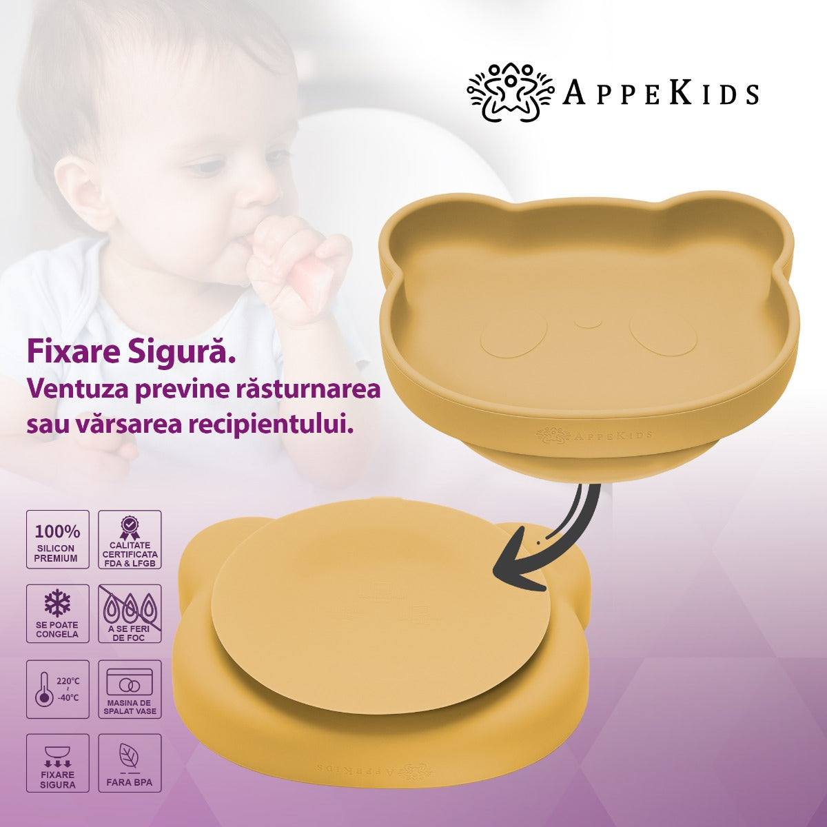 AppeKids set diversificare Panda din silicon 6m+ Honey