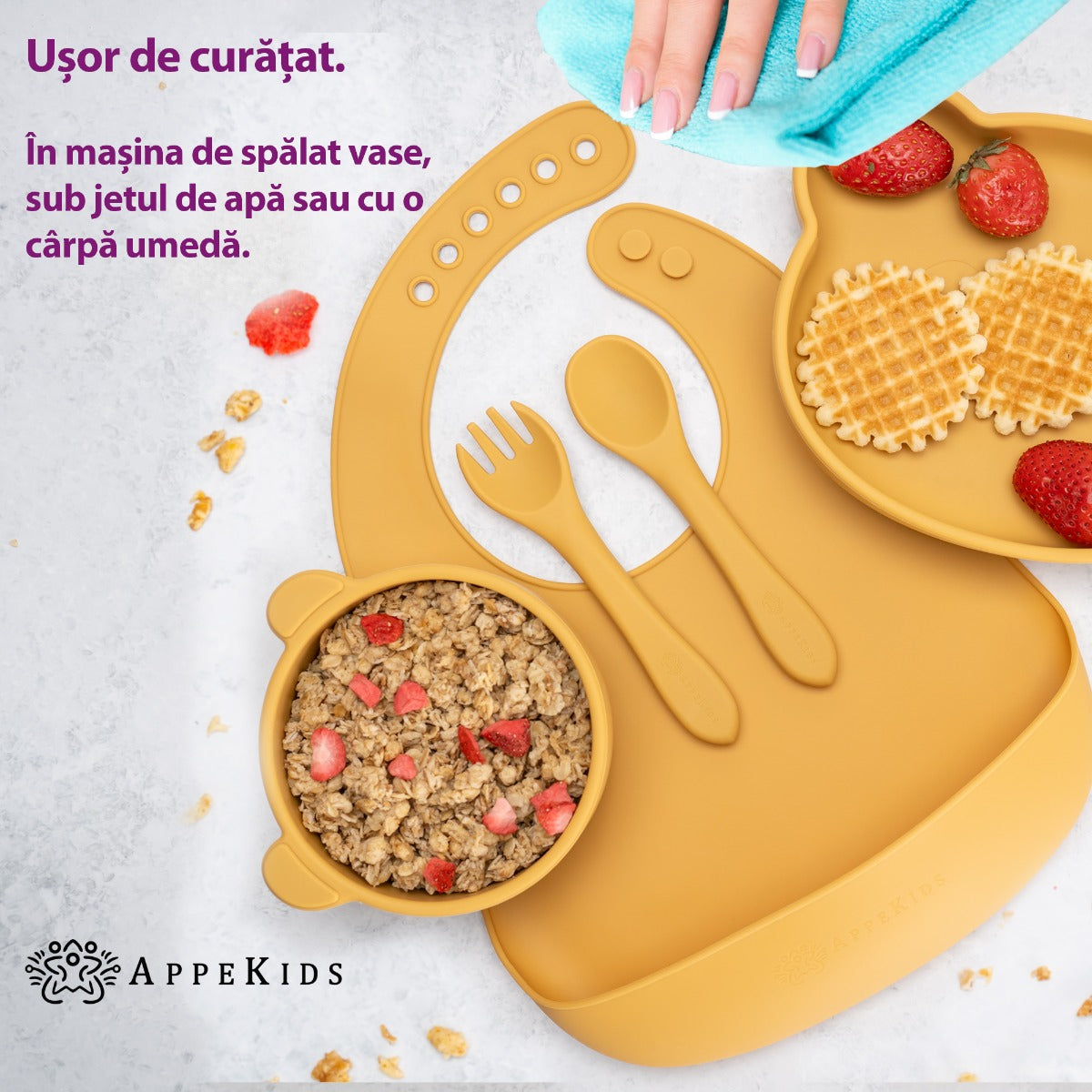 AppeKids set diversificare Panda din silicon 6m+ Honey