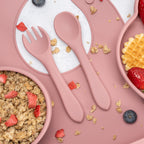 AppeKids set diversificare Panda din silicon 6m+ Old Rose