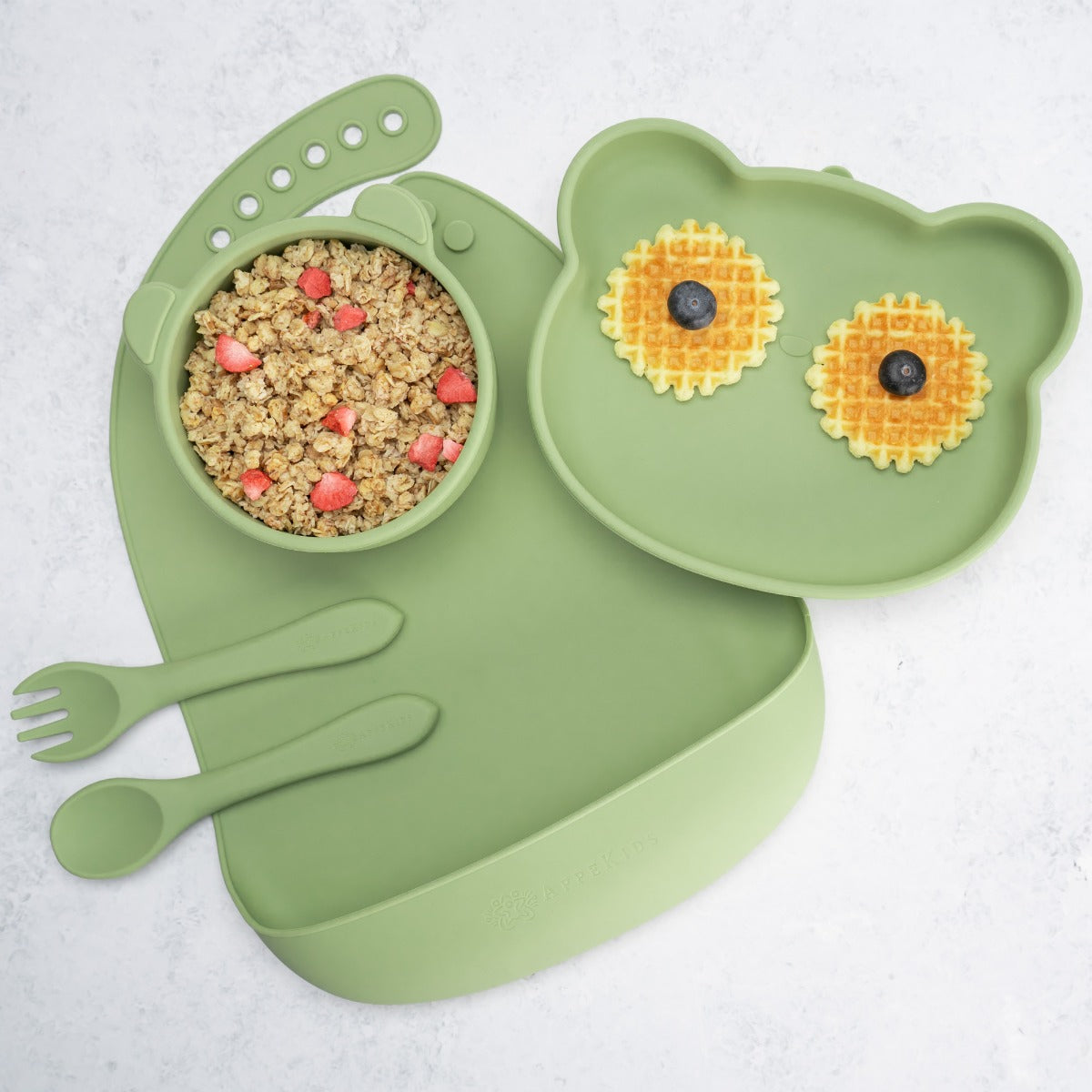 AppeKids set diversificare Panda din silicon 6m+ Raw Green Imagine principală a produsului