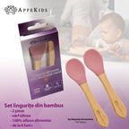 AppeKids set lingurite din bambus 6m+ Old Rose