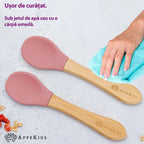 AppeKids set lingurite din bambus 6m+ Old Rose