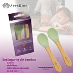 AppeKids set lingurite din bambus 6m+ Raw Green