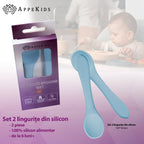 AppeKids set lingurite din silicon 6m+ Aqua Blue