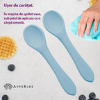 AppeKids set lingurite din silicon 6m+ Aqua Blue