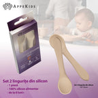 AppeKids set lingurite din silicon 6m+ Bubble beige