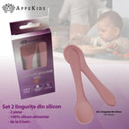 AppeKids set lingurite din silicon 6m+ Old Rose