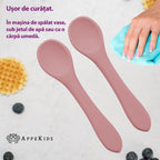 AppeKids set lingurite din silicon 6m+ Old Rose