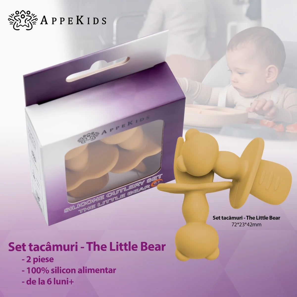 AppeKids set tacamuri din silicon 6m+ Honey