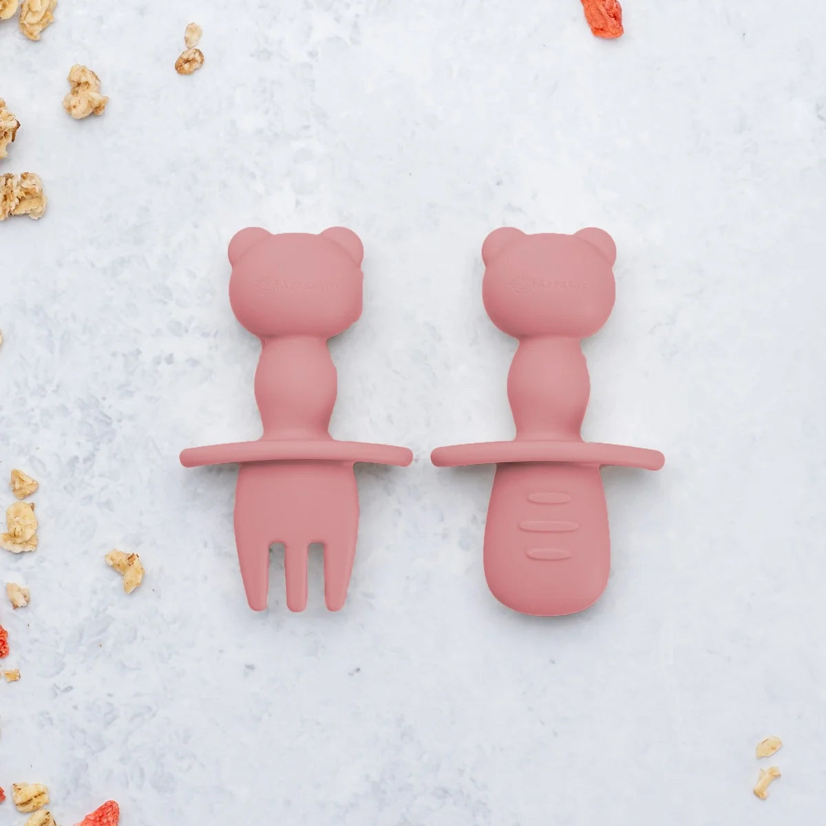 AppeKids set tacamuri din silicon 6m+ Old Rose
