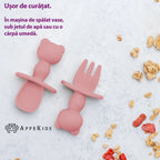 AppeKids set tacamuri din silicon 6m+ Old Rose