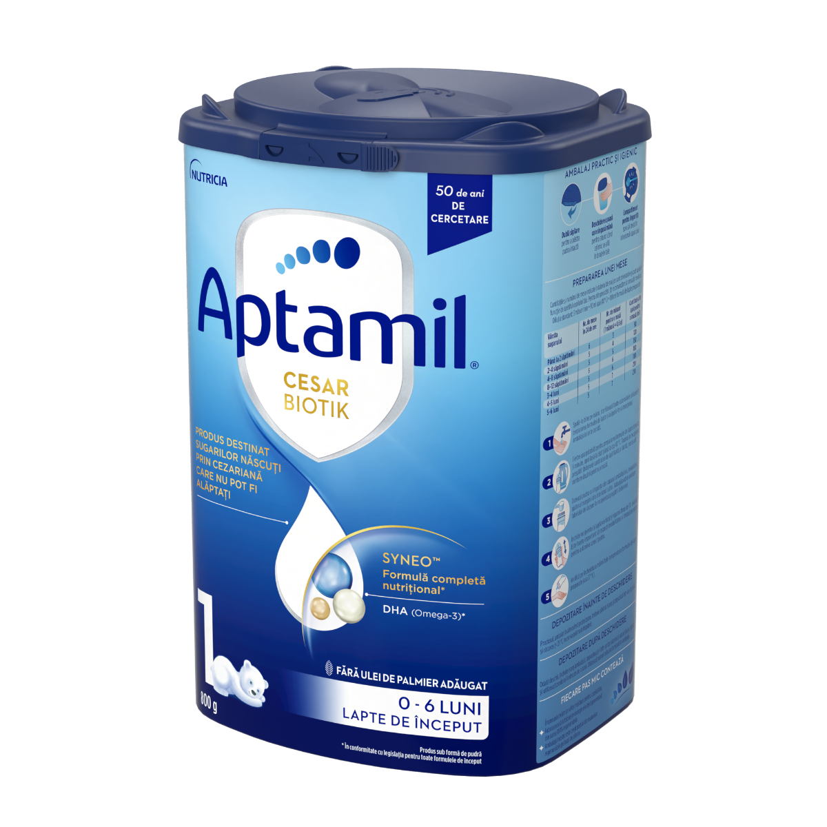 Aptamil lapte praf CesarBiotik 1 pentru 0-6 luni 800 g Imagine secundară a produsului