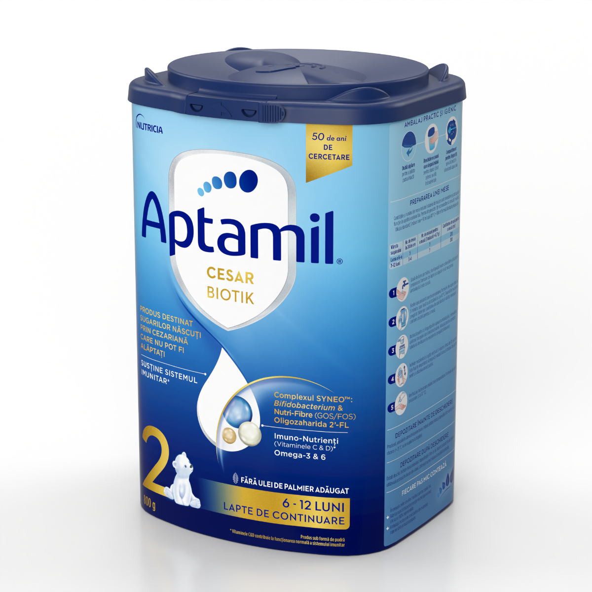Aptamil lapte praf CesarBiotik 2 pentru 6-12 luni 800 g Imagine secundară a produsului