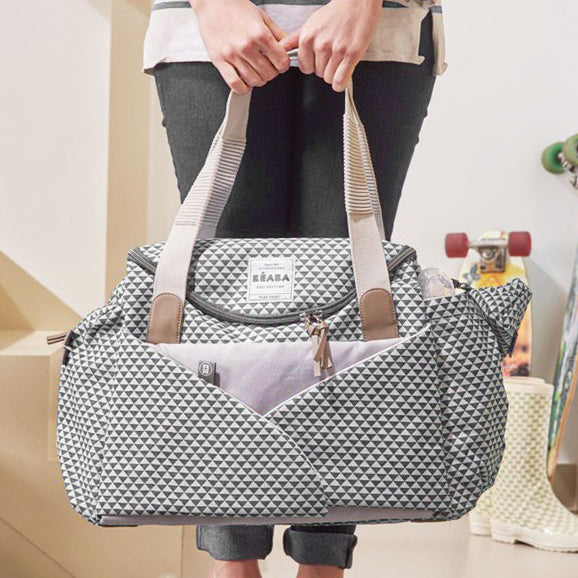 Beaba geanta mamici Sydney II, Play Print Gri-Coral 08 Imagine principală a produsului