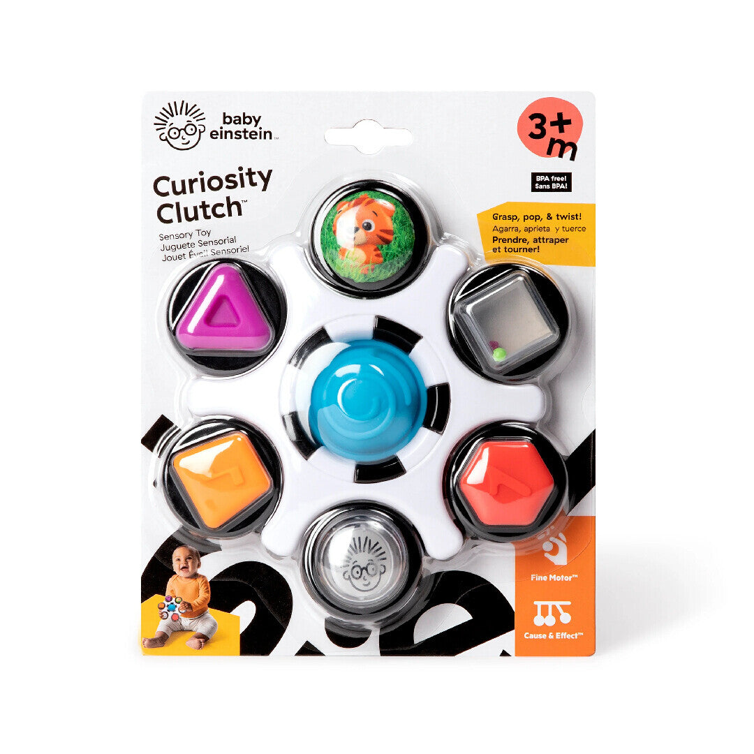 Baby Einstein jucarie senzoriala Curiosity Clutch Twist & Pop Rattle Teether 3m+