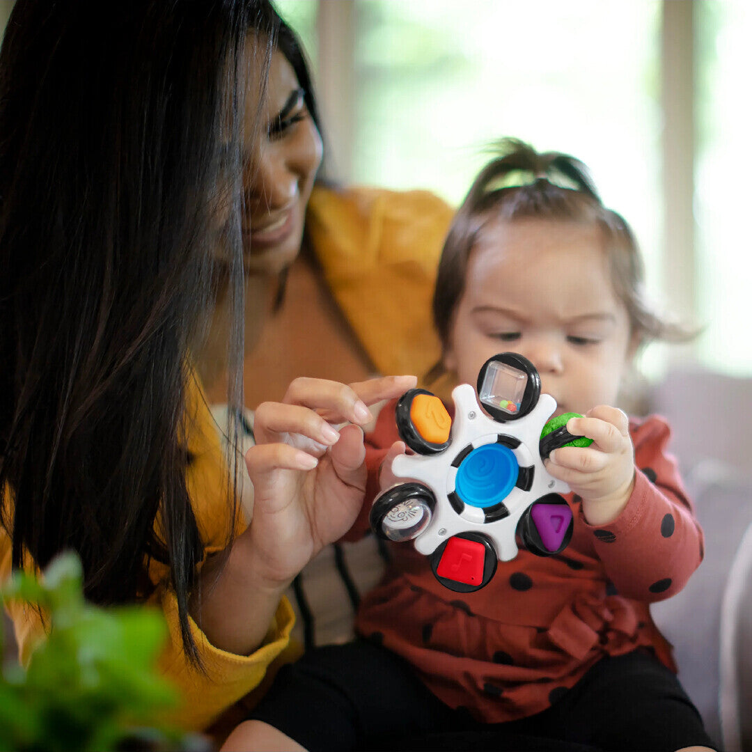 Baby Einstein jucarie senzoriala Curiosity Clutch Twist & Pop Rattle Teether 3m+
