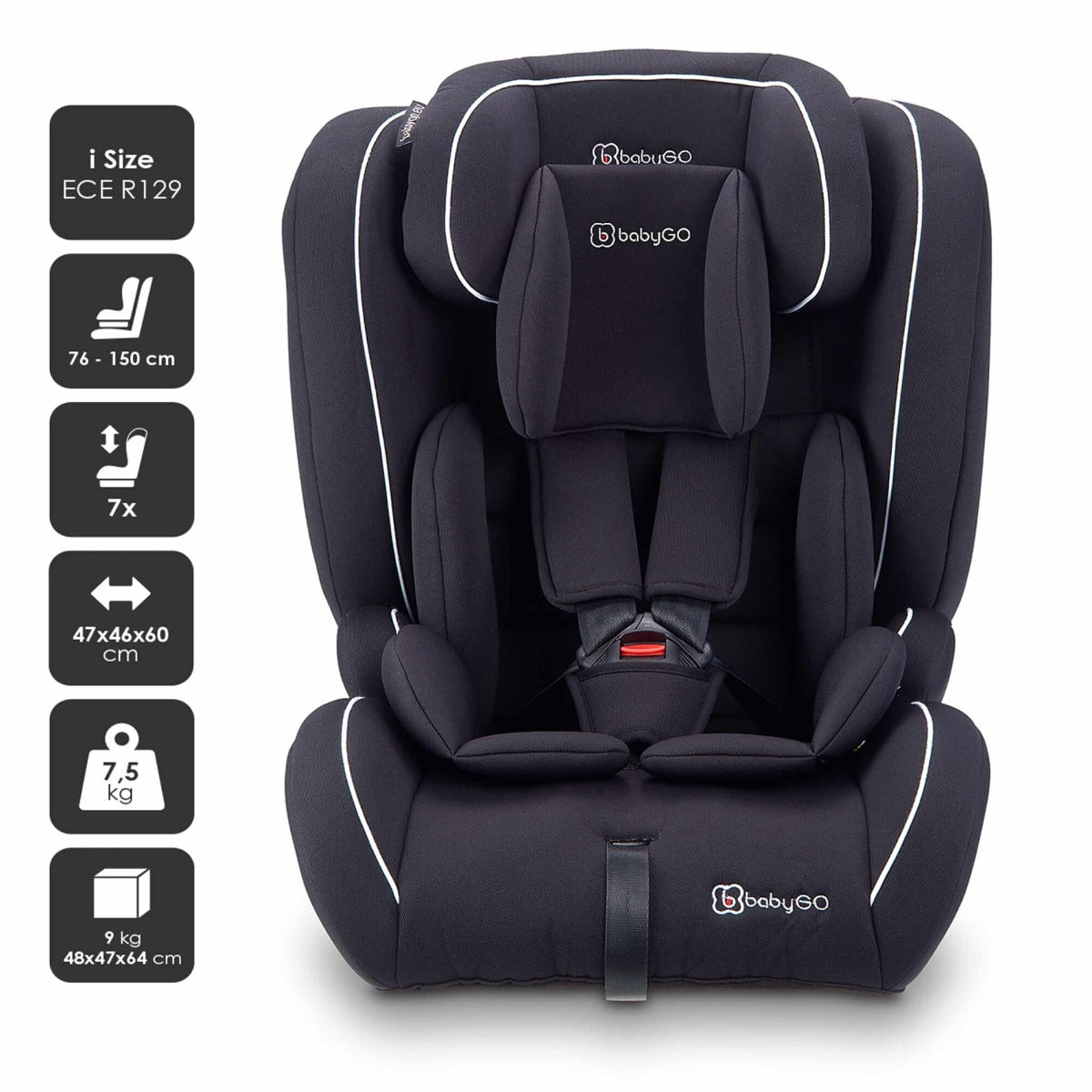 Baby Go scaun auto i-Size FreeFix 76-150 cm R129 Black Imagine secundară a produsului
