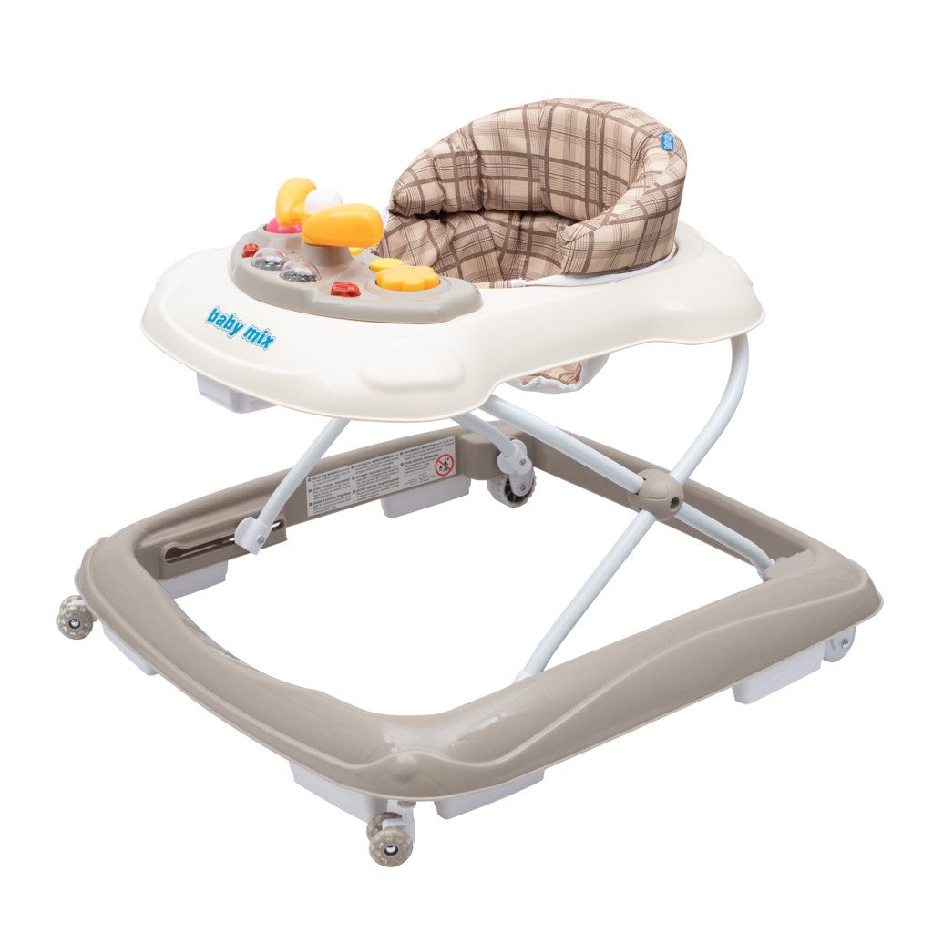Baby Mix premergator cu sunete si lumini 6m+ Beige cu carouri