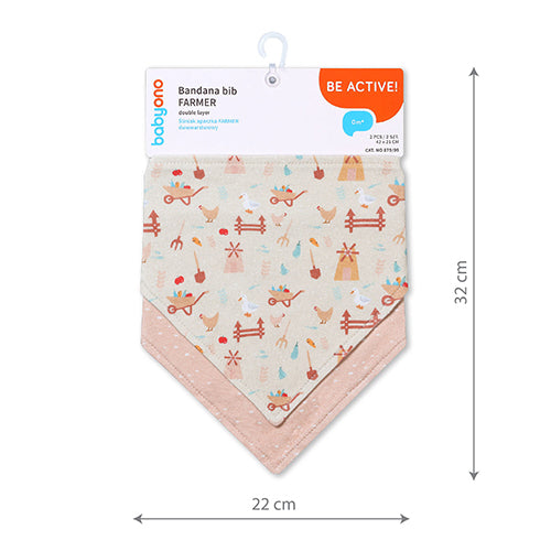Baby Ono bavetica reglabila 0m+ 2 buc Farmer