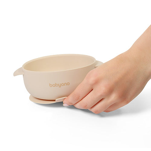 Baby Ono bol silicon cu ventuza si capac 6m+ Beige Imagine secundară a produsului