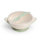 Baby Ono castron cu ventuza, capac si lingurita 6m+, Cream/Green