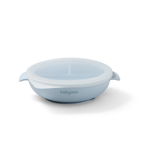 Baby Ono farfurie compartimentata cu ventuza si capac 6m+ Blue