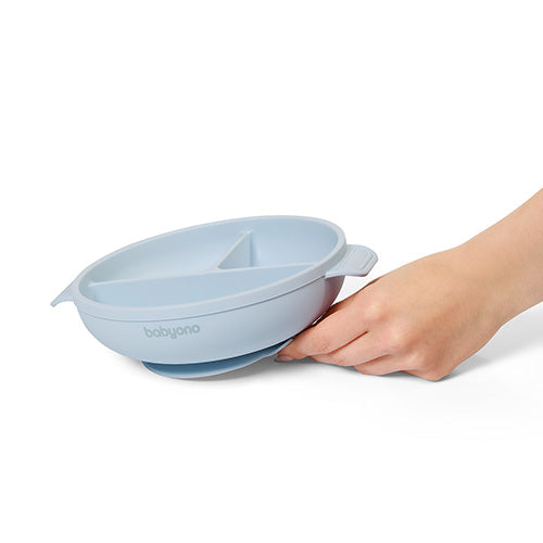 Baby Ono farfurie compartimentata cu ventuza si capac 6m+ Blue