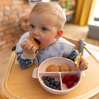 Baby Ono farfurie compartimentata cu ventuza si capac 6m+ Roz