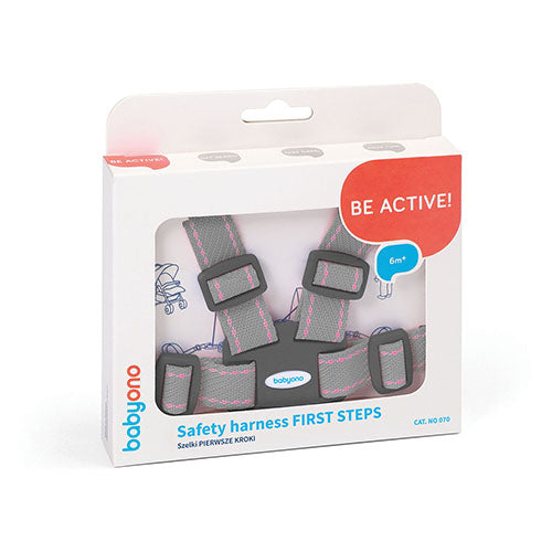 Baby Ono ham pentru bebe FIRST STEPS 6m+ Light Grey&Roz