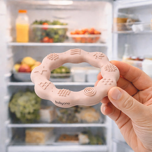 Baby Ono jucarie dentitie din silicon Teether Ring 0m+ Bej