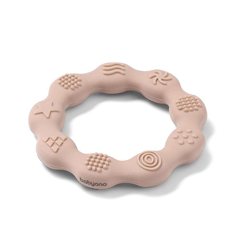 Baby Ono jucarie dentitie din silicon Teether Ring 0m+ Bej