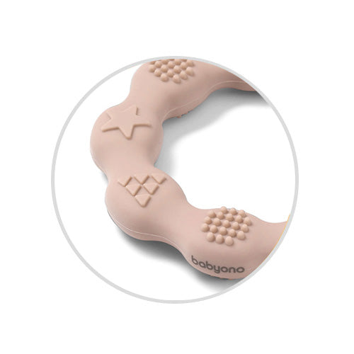 Baby Ono jucarie dentitie din silicon Teether Ring 0m+ Bej