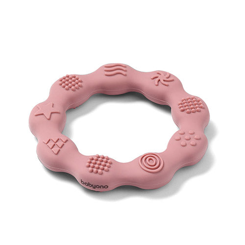 Baby Ono jucarie dentitie din silicon Teether Ring 0m+ Roz