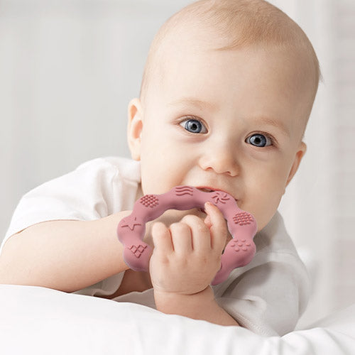 Baby Ono jucarie dentitie din silicon Teether Ring 0m+ Roz