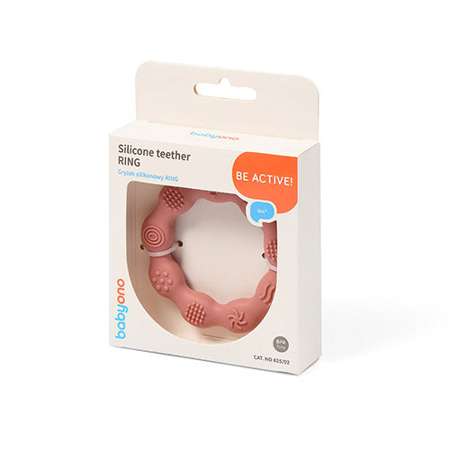 Baby Ono jucarie dentitie din silicon Teether Ring 0m+ Roz
